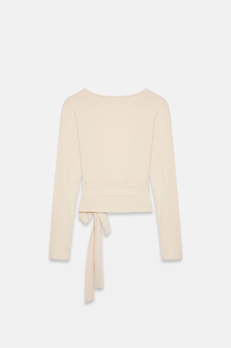Damen Crop-Wrap-Bluse mit Bindeband - Image 6