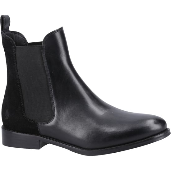 Hush Puppies Colette Leder Damen Schwarze Weite Flache Chelsea-Stiefel - Image 1