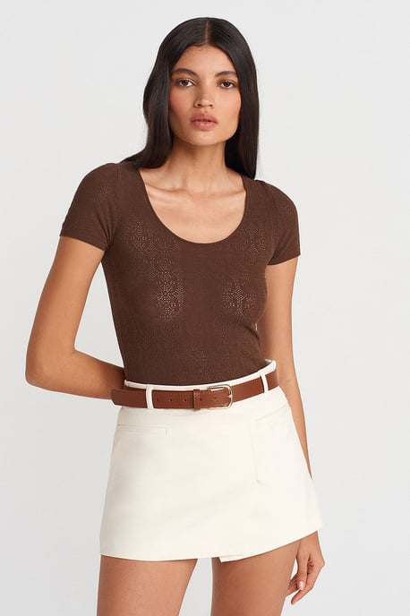 Slim Fit Rippstruktur Bluse - Image 1