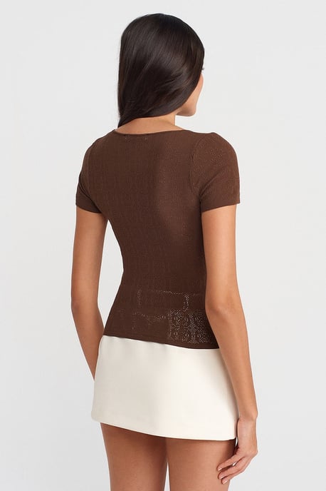 Slim Fit Rippstruktur Bluse - Image 2