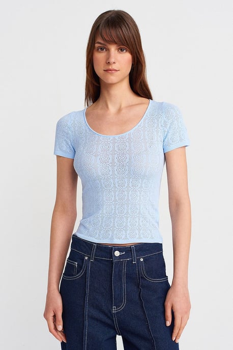 Slim Fit Rippstruktur Bluse - Image 1
