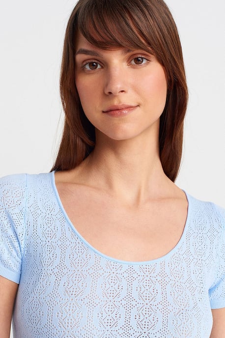 Slim Fit Rippstruktur Bluse - Image 3