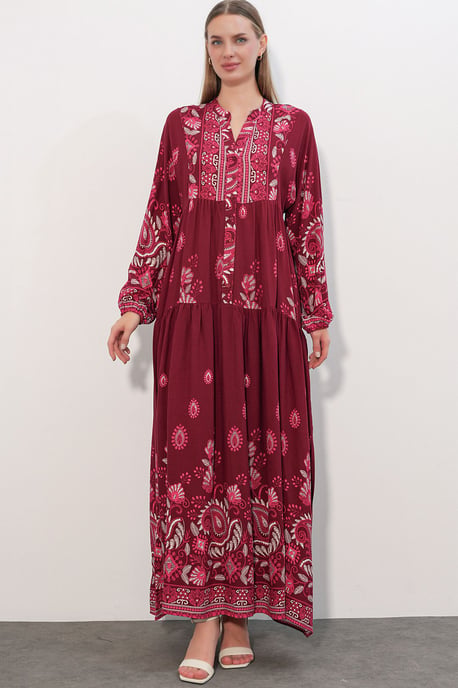 Gemustertes V-Ausschnitt Maxikleid - Image 2