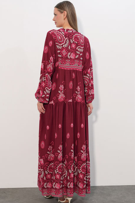 Gemustertes V-Ausschnitt Maxikleid - Image 6