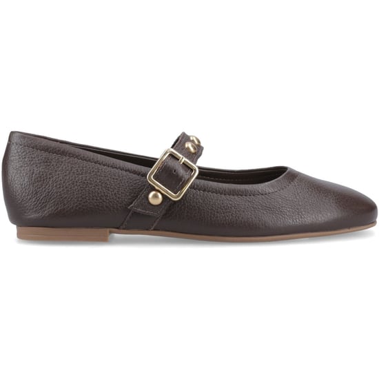 Hush Puppies Charlene Stud Ballerina Leder Damen Schokoladen Flats - Image 3