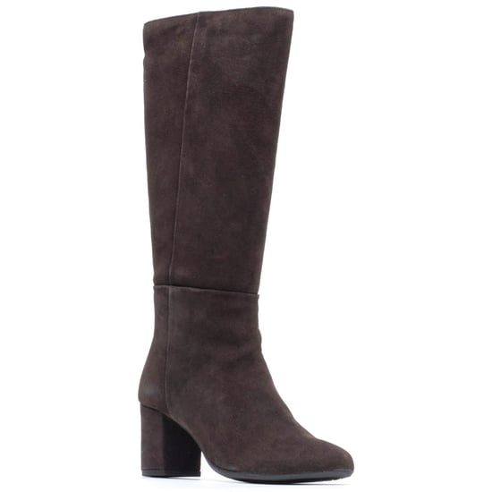 Hush Puppies Oprah Wildleder Lange Leder Damenschokoladenfarbene Absatzstiefel bis zum Knie - Image 1