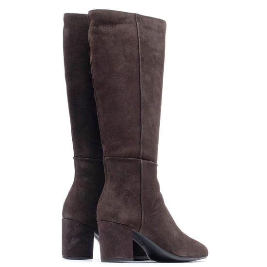Hush Puppies Oprah Wildleder Lange Leder Damenschokoladenfarbene Absatzstiefel bis zum Knie - Image 2