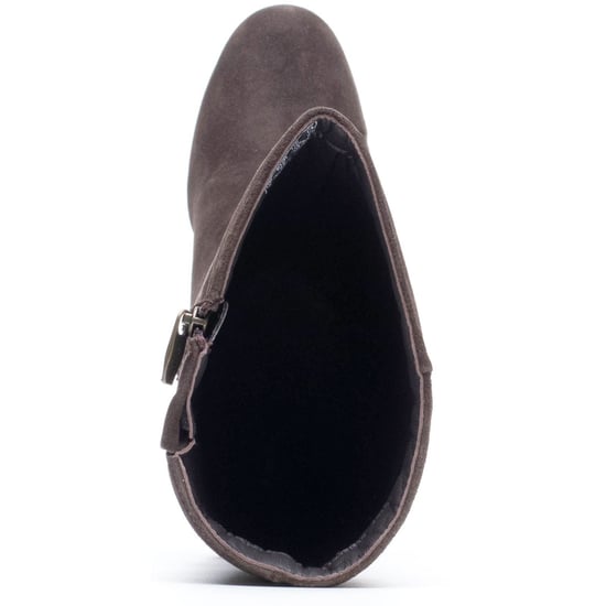 Hush Puppies Oprah Wildleder Lange Leder Damenschokoladenfarbene Absatzstiefel bis zum Knie - Image 4