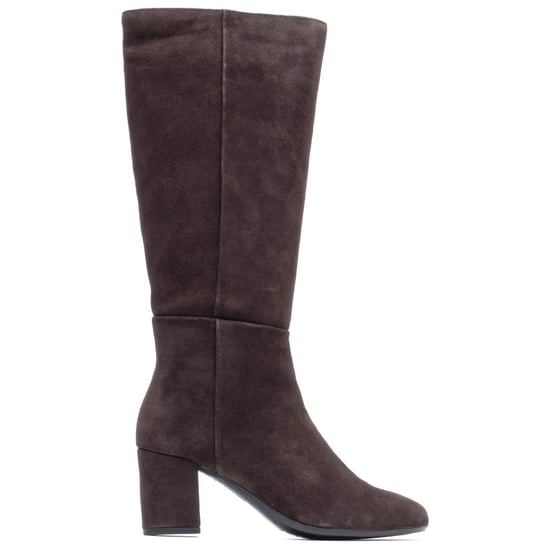 Hush Puppies Oprah Wildleder Lange Leder Damenschokoladenfarbene Absatzstiefel bis zum Knie - Image 6