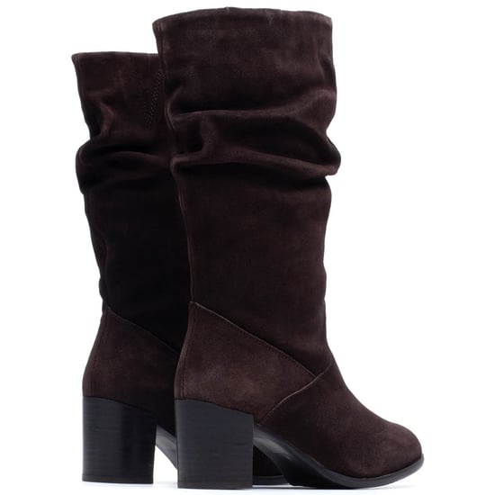 Hush Puppies Cosima Wildlederschuhe Damen Schokoladenbraune Stiefel mit Absatz bis zum Knie - Image 2