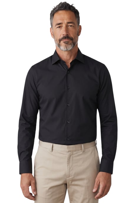TruClothing Schmal geschnittenes, langärmeliges, formelles Herrenhemd - Schwarz - Image 1