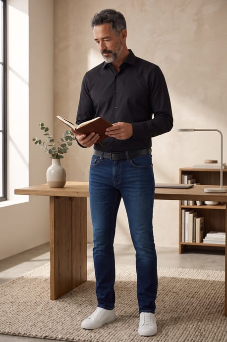 TruClothing Schmal geschnittenes, langärmeliges, formelles Herrenhemd - Schwarz - Image 4