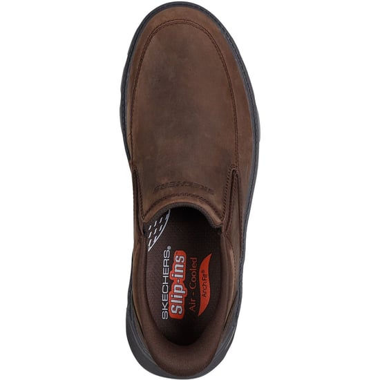 Skechers Arch Fit Garza Umar Leder Herren Mokassins aus Kakao - Image 3