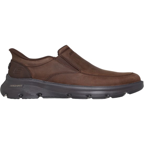 Skechers Arch Fit Garza Umar Leder Herren Mokassins aus Kakao - Image 5