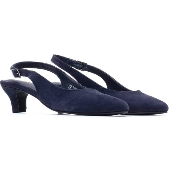 Hush Puppies Nahla Schnalle Kitten Heel Leder Damen Navy Runde Slingback Schuhe - Image 3