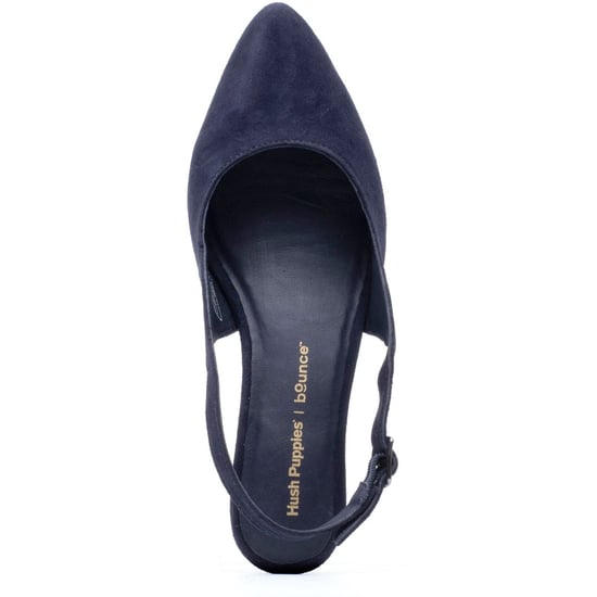 Hush Puppies Nahla Schnalle Kitten Heel Leder Damen Navy Runde Slingback Schuhe - Image 5