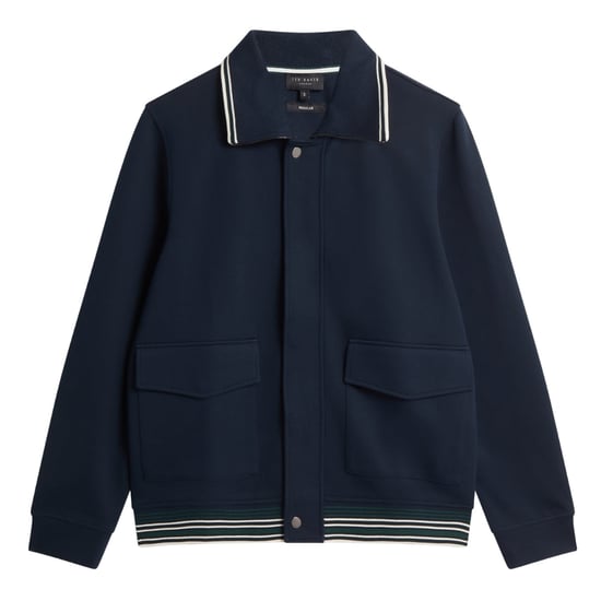 Ted Baker Mall Marineblaue Jacke Mit Verdeckter Knopfleiste - Image 1
