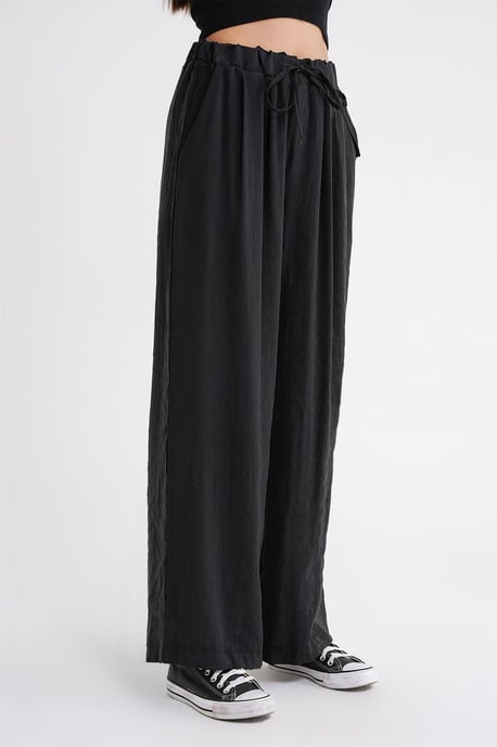 Hochtaillierte Modal-Plissierte Palazzo-Hosen mit Kordelzug - Image 4