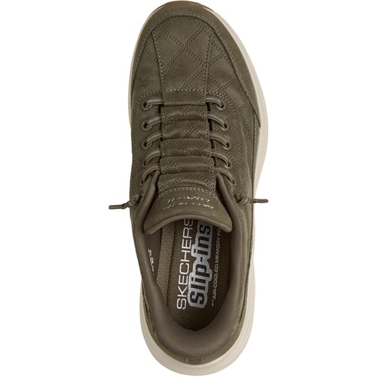 Skechers Contour Foam - Bequeme Passform Leder/Polyester Damen Sneaker Oliv - Image 3