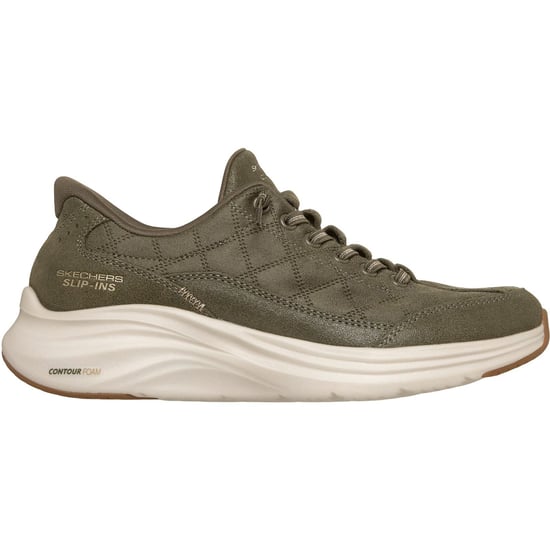 Skechers Contour Foam - Bequeme Passform Leder/Polyester Damen Sneaker Oliv - Image 4