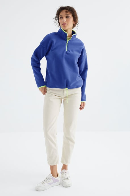 Oversized Plüsch Halb-Zip Sweatshirt - Image 2