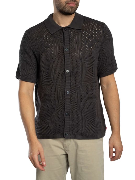 Levi's Kurzarm-Strickhemd „Camp“, Schwarz - Image 1