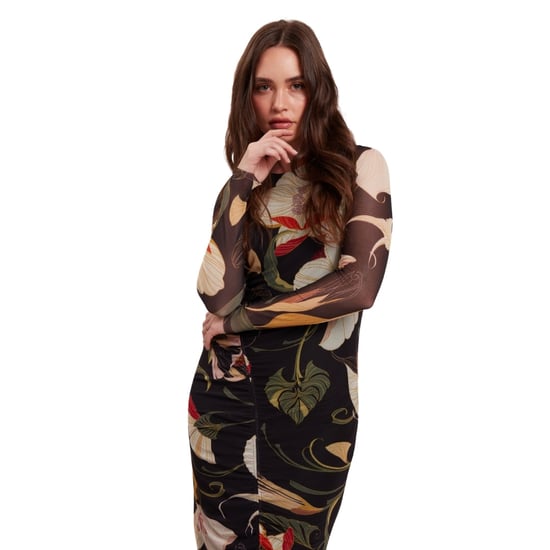 Ted Baker Bedrucktes, Figurbetontes Midikleid Aus Mesh Mit Raffungen - Image 4