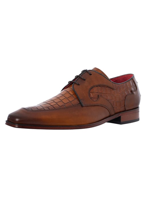 Jeffery West Croco-Leder-Derby-Schuhe, Braun - Image 1