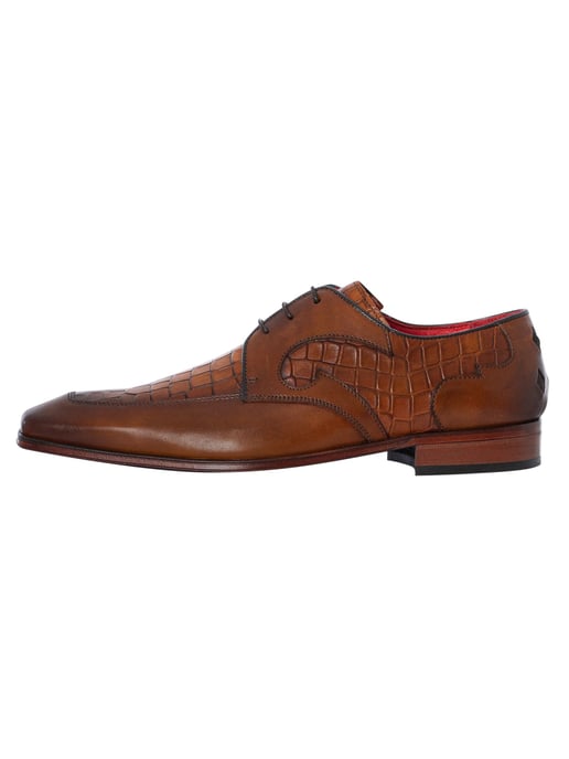 Jeffery West Croco-Leder-Derby-Schuhe, Braun - Image 2