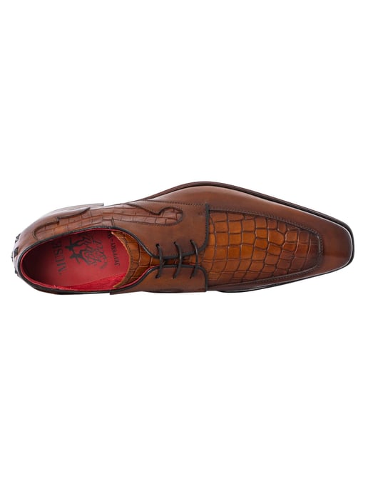 Jeffery West Croco-Leder-Derby-Schuhe, Braun - Image 6