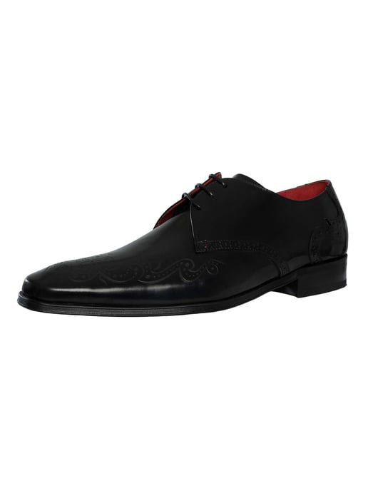 Jeffery West Polierte Leder Brogue Schuhe, Schwarz - Image 1