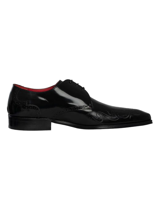 Jeffery West Polierte Leder Brogue Schuhe, Schwarz - Image 3