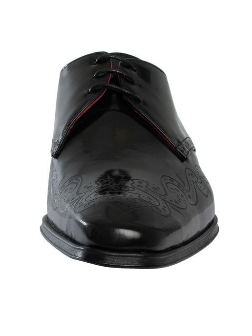 Jeffery West Polierte Leder Brogue Schuhe, Schwarz - Image 4