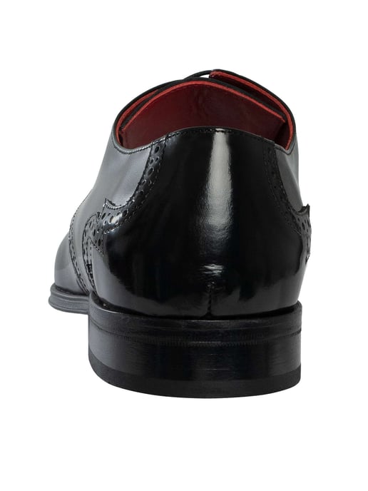 Jeffery West Polierte Leder Brogue Schuhe, Schwarz - Image 5