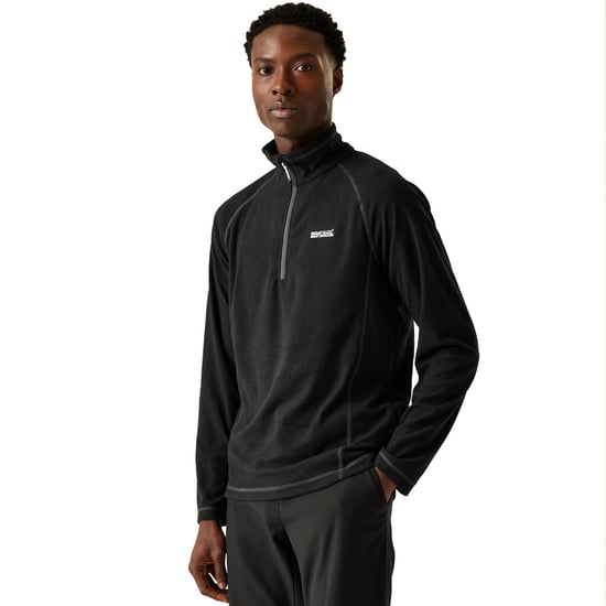 Regatta Montes Leichtes Mini-Streifen-Sweatshirt Mit Halbem Reißverschluss, Schwarz - Image 1
