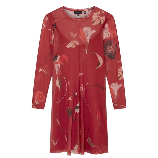 Ted Baker Mesh Langarm-midikleid Mit Print, Rot - Image 1