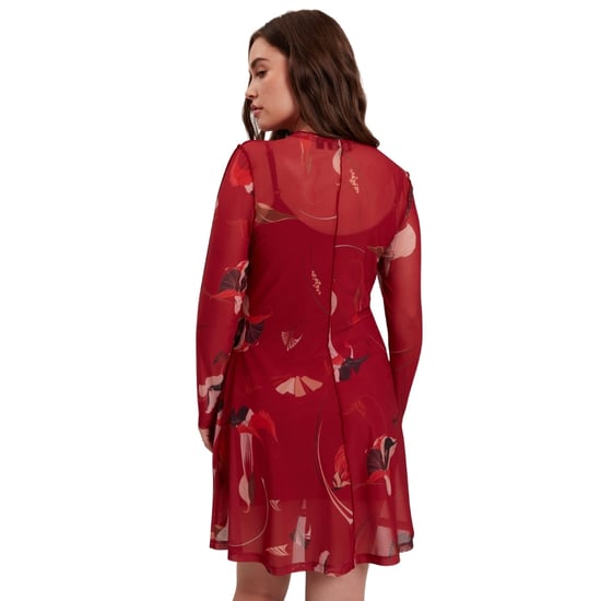 Ted Baker Mesh Langarm-midikleid Mit Print, Rot - Image 3