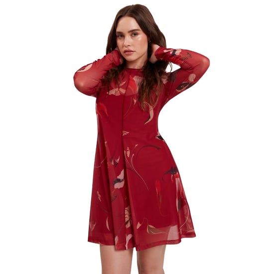 Ted Baker Mesh Langarm-midikleid Mit Print, Rot - Image 4