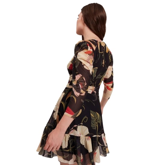 Schwarzes Mini-skaterkleid Von Ted Baker Mit Gerafften Schultern Und Mesh-einsätzen - Image 4