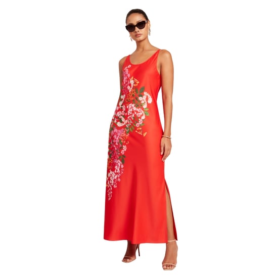 Ted Baker Melmae Bedrucktes Rotes Slipkleid Mit Rundhalsausschnitt - Image 2