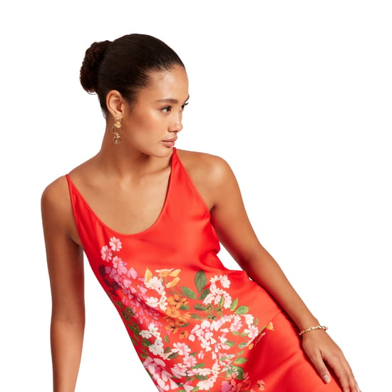 Ted Baker Melmae Bedrucktes Rotes Slipkleid Mit Rundhalsausschnitt - Image 5