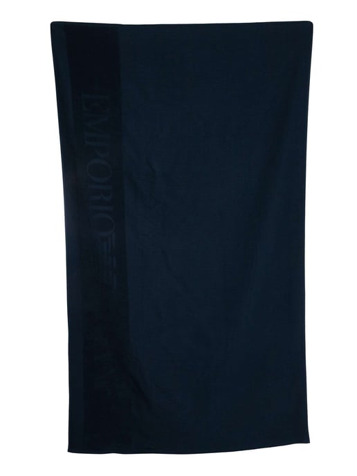 Emporio Armani Strandtuch Aus Waffelgewebe, Blau - Image 1