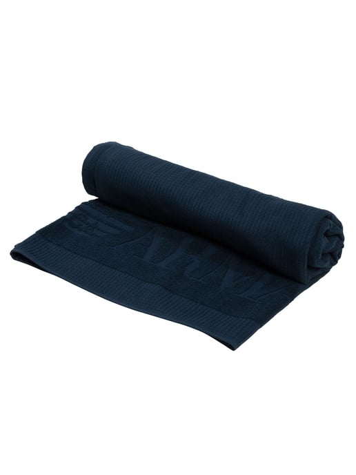 Emporio Armani Strandtuch Aus Waffelgewebe, Blau - Image 6