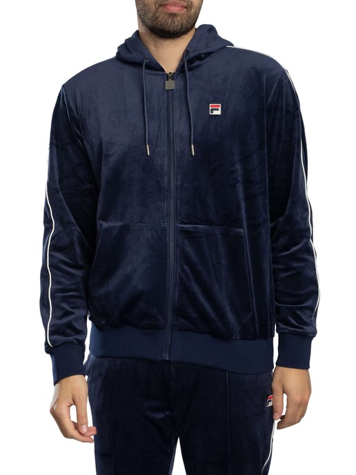 Fila Italo Velours-Kapuzenjacke Mit Reißverschluss, Blau - Image 1