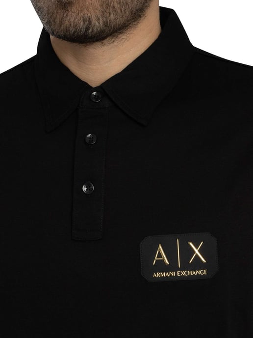 Armani Exchange Poloshirt Mit Box-Logo, Schwarz - Image 4