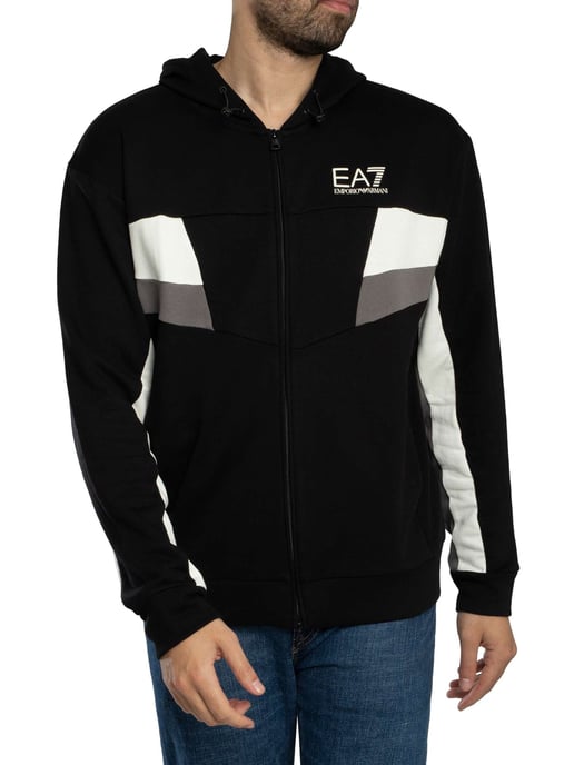 EA7 Logo Jersey Zip Hoodie, Schwarz - Image 1