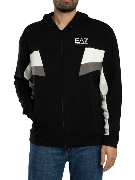 EA7 Logo Jersey Zip Hoodie, Schwarz - Image 2