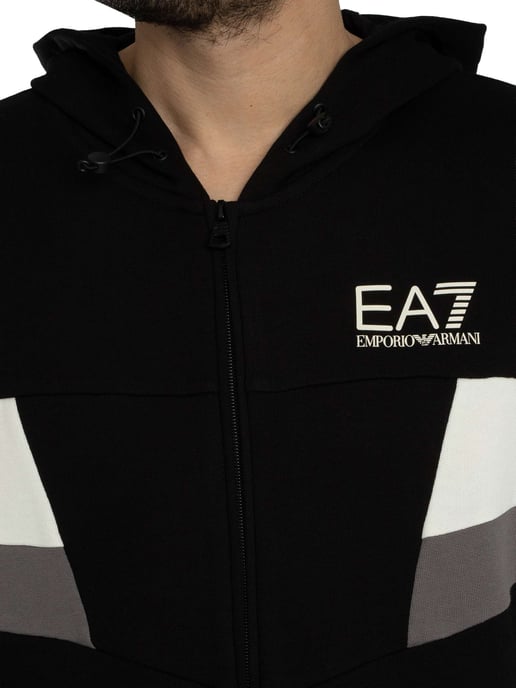 EA7 Logo Jersey Zip Hoodie, Schwarz - Image 5