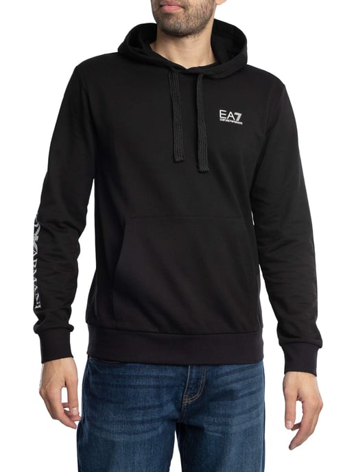 EA7 Brust-Logo Pullover Hoodie, Schwarz - Image 2