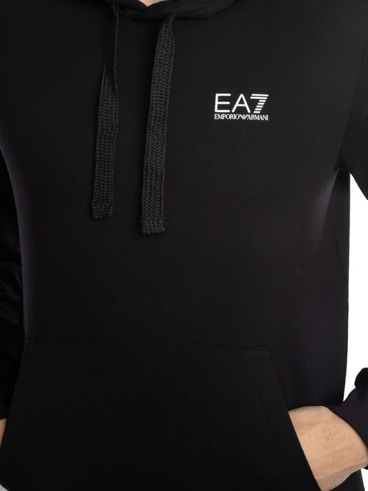 EA7 Brust-Logo Pullover Hoodie, Schwarz - Image 4